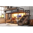 thumbnail image 2 of Bellemave Queen Size Gaming Loft Bed with Desk, Metal Loft Bed Frame with Power Outlet, LED Lights, Pegboard, Mesh Storage Baskets, High Loft Beds with Storage Stairs & Wardrobe for Kids Teens, Black, 2 of 14