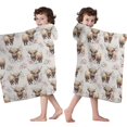 thumbnail image 4 of Beige Highland Cow Flower Pattern Hooded Bath Towel，50"x30" for Ages 3 To 12 Kids, Quick Dry Lightweight Soft Microfiber Hood Beach Towel Cover Up for Kids, 4 of 7