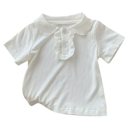 

ASEIDFNSA Toddler Outfits Crop Top for Tween Children s Solid Color T Shirt Summer Children s Clothes Girls Ribbed Casual Entertainment for 0 To 6 Years