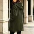 thumbnail image 3 of Jovrlynd Womens Pea Coats Suede Long Sleeve Single Breasted Hooded Winter Long Overcoat Casual Pockets Jackets, S-2XL, 3 of 7