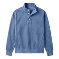 thumbnail image 7 of Fengqque Men’s Classic Quarter Button Stand Collar Sweatshirts Golf Daily office Wear Four Button Placket Long Sleeve Regular Fit Pullover Tops Blue L, 7 of 7