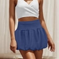 thumbnail image 2 of Women's Double Layer Bubble Hem High Waist Skirt - Solid Color Micro-Stretch Skirt for Casual, Retro, and Vintage-Inspired Fashion,Navy S, 2 of 5
