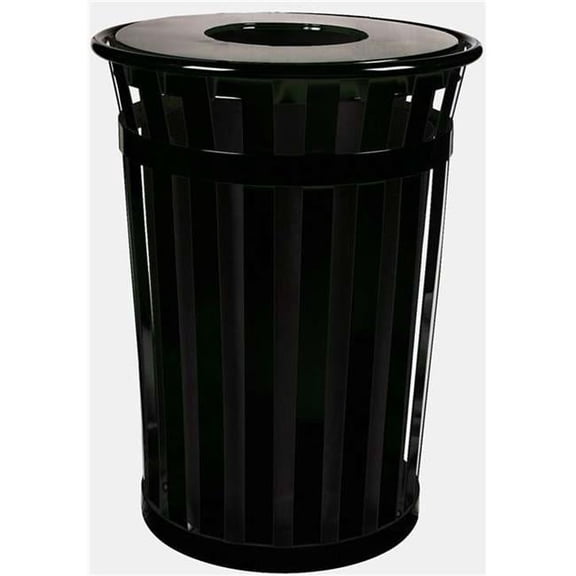 Oakley Basic Slatted Metal Waste Receptacle With Flat Top Lid - 36 Gallon