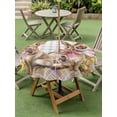 thumbnail image 3 of Easter Bunny Eggs Outdoor Tablecloth - 60 Inch Round Dining Table Cover, Spring Tulips Rustic Rabbits Grey Plaid Waterproof Outdoor Table Cloth with Umbrella Hole & Zipper for Picnic/Patio/Party, 3 of 7
