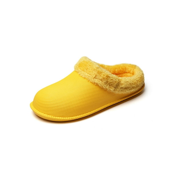 Men Slippers Memory Foam Warm Shoes House Clogs Slipper Unisex Slides Womens Mens Non-slip Plush Lined Winter Shoe Yellow 8.5-9 - Walmart.com