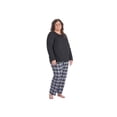thumbnail image 5 of Womens Flannel Pajamas Sets - Cotton Knit Top, Plaid Flannel Lounge Pants Holiday PJ Set for Women - Black - 1X, 5 of 9