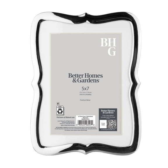 Better Homes & Gardens – 5x7 Picture Frame – Silver Ornate Matted Tabletop Photo Frame