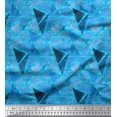 thumbnail image 1 of Soimoi Blue Silk Fabric Facets Triangle Geometric Print Fabric by the Yard 44 Inch Wide, 1 of 3