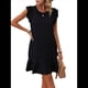 thumbnail image 2 of Vestidos de Verano para Mujer, Cuello Redondo, Corta, Dobladillo con Volantes, Vestido Mini Informal, Negro, Talla XL, 2 of 7