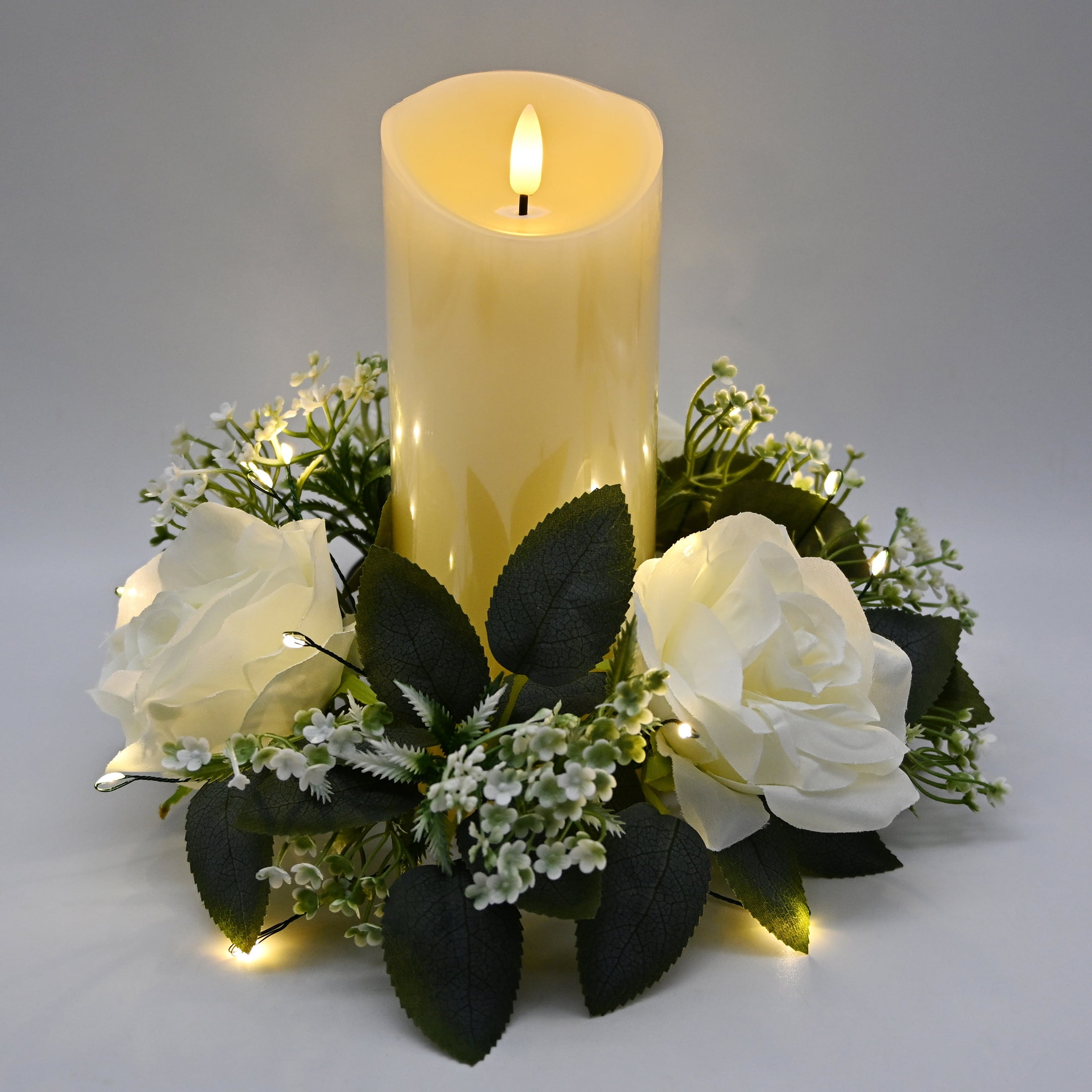 Way To Celebrate 7.87 in Ivory Battery-Operated LED Flameless Pillar Candle