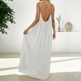 thumbnail image 4 of FASHOFT Backless Cami Dresses for Women Spaghetti Strap Flowy Maxi Dress 2026 Summer Casual Sleeveless Solid Color Backless Dress White XXXXXL, 4 of 8