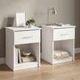 thumbnail image 2 of Furinno TIDUR Night Stand Set of 2, Modern Nightstand with Drawer, Bedside Table with Storage Shelf, End Table, Side Table, Bar Handle Drawer, for Bedroom, Living Room, White, 2 of 5