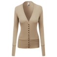 thumbnail image 1 of FashionOutfit Women's Solid Deep V-Neck Button Down Closure Cardigan, 1 of 3