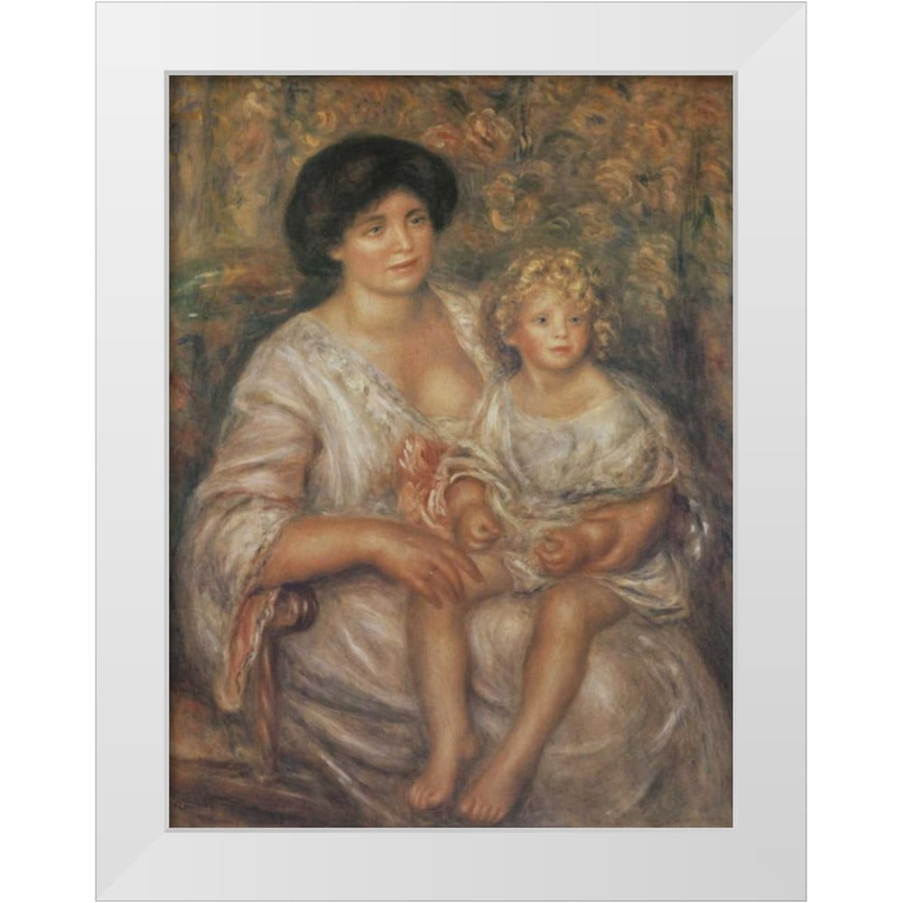 Renoir, Pierre-Auguste 12x14 White Modern Wood Framed Museum Art Print Titled - Mother and Child