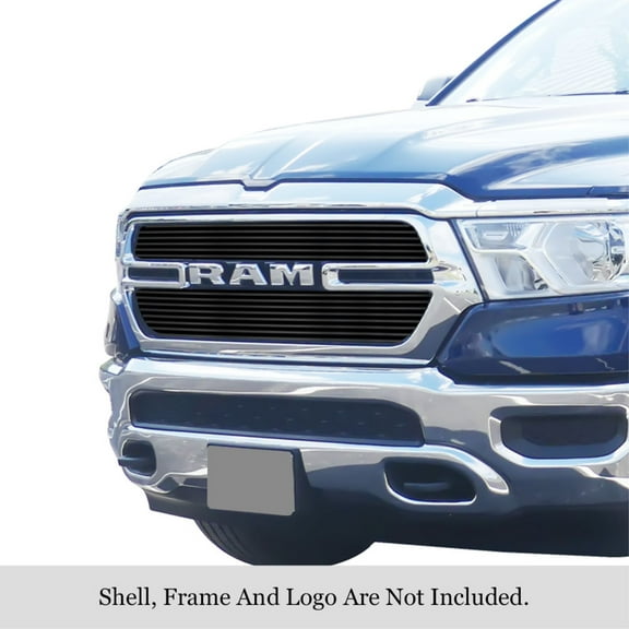 2019-2022 Ram 1500 Only For Tradesman (Excl. 19-21 Ram 1500 Classic) Stainless Steel Black Powder Coated Finish Horizontal Billet Black Stainless Steel Billet Grille