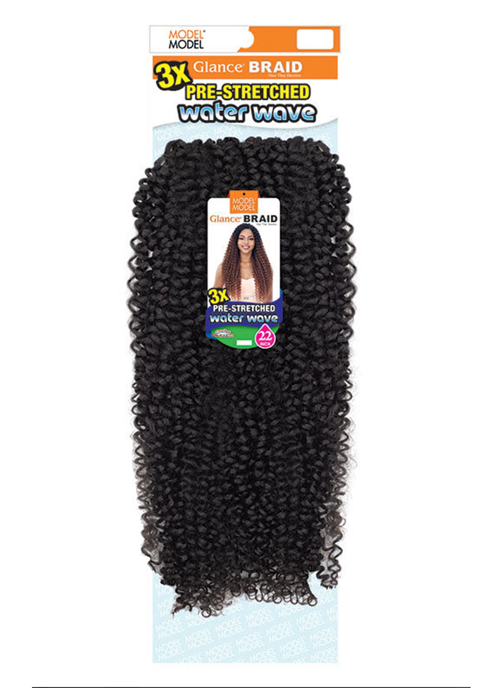 3x Pre-stretched Water Wave 22" Glance Braid By Model Model / 1 - Jet Black / 22 INCH Crochet Braids