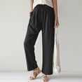 thumbnail image 2 of Pantalones rectos para mujer, cintura elástica, pantalones de pierna ancha, pantalones sueltos para primavera y verano, 2 of 6