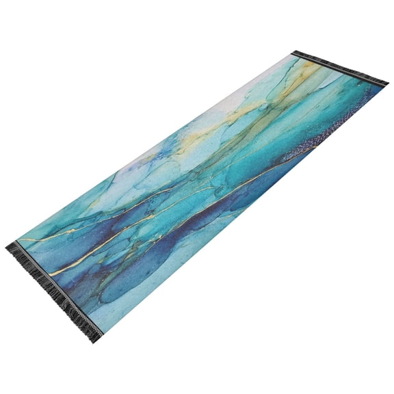 Vintage Modern Runner Rug,Non Slip Machine Washable 72"x23.5" Polyester Material Pet-Friendly Durable,Applicable to Entryway Rug Living Room Rug Green Marble Pattern