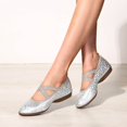 thumbnail image 4 of Dakaela Ballet Dance Shoes for Women Leather Glitter Latin Salsa Flats Practice Ballroom Loafers Silver 9, 4 of 8