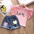 thumbnail image 2 of CAUYDY Toddler Baby Girls Clothes Sunflower T-shirt + Bowknot Shorts with Cute Summer Girl Clothes Set 2Pcs Summer Beach Outfits 18-24 Months,Blue (Sizes 4-5 Years,H03-Pink), 2 of 8