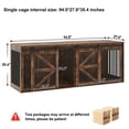thumbnail image 3 of Blotout 95" Large Farmhouse Dog Crate TV Stand, Wooden Dog Crate Furniture with with Divider Panel/Sliding Metal Mesh Barn Door, XL-XXL Heavty Duty Dog Crates Furniture for 2 Large Dogs, 3 of 7