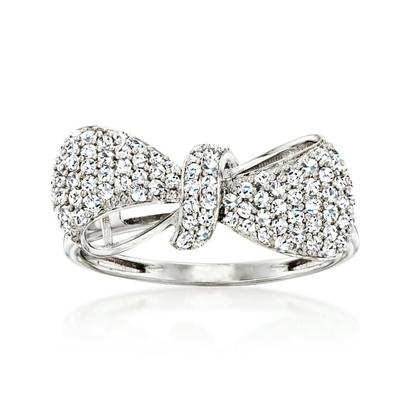 Ross-Simons 0.50 ct. t.w. Diamond Bow Ring in 14kt White Gold, Women's, Adult