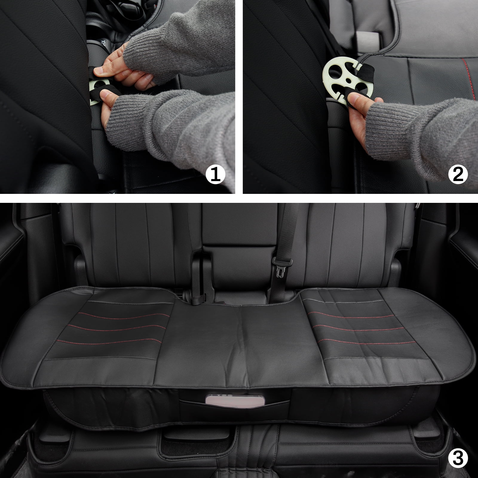 XUKEY Car Rear Row Seat Cushion Cover PU Leather Back Seat Protector Pad Waterproof Universal