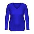 thumbnail image 2 of Emmalise Women's Casual Basic V-Neck Tshirt Long Sleeves Tee Top - Junior and Plus Sizes, 2 of 5