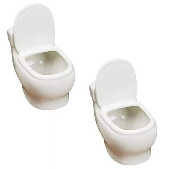 2Pack White Ceramic Toilet Plant Pot/Bonsai Pot/Flower Pot/Succulent Planter Perfect Gifts for Women, Mom or Birthdays