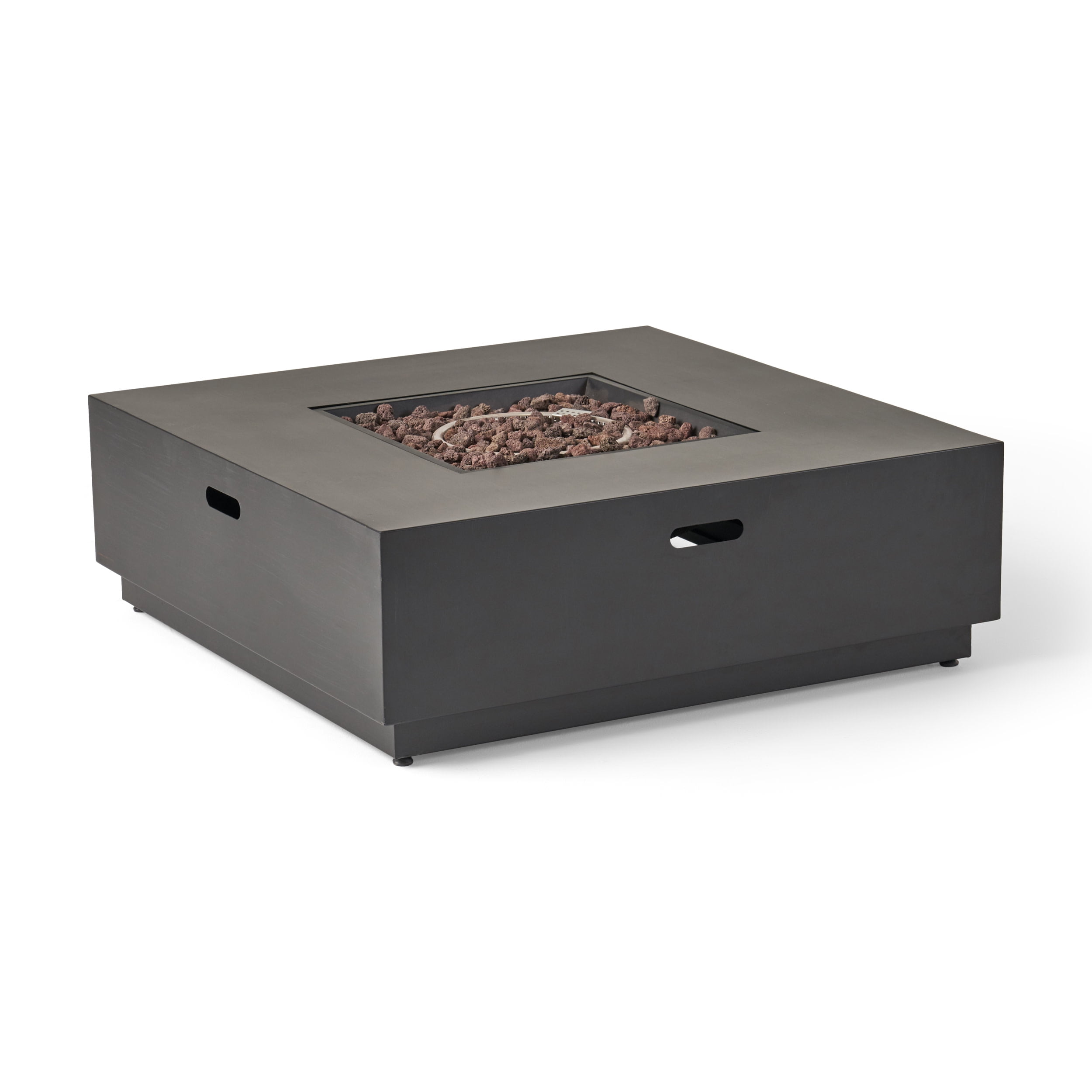 Reign Metal Outdoor 50,000 BTU Square Fire Pit (No Tank Holder), Dark Gray