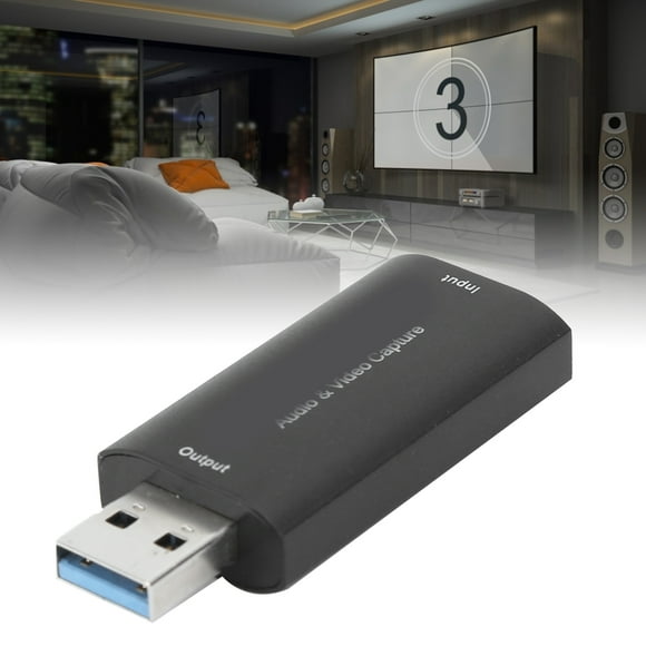 Carte de Capture Audio Vidéo USB2.0/M, Mini Carte de Capture Vidéo Portable, 4K 1080P pour /F vers USB/M Enregistrement d'Enseignement Argent,Noir