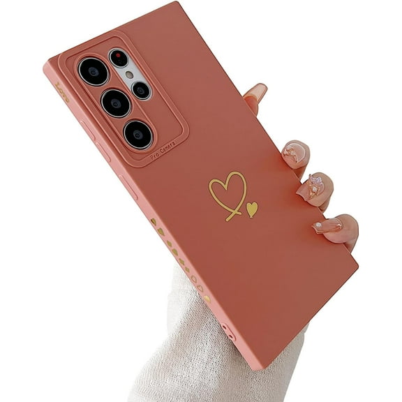 Candy Phone Case for Samsung Galaxy S22 Ultra Love Heart Case Cute Solid Color Case Screen Camera Protection Shockproof Soft TPU Bumper Case for Samsung Galaxy S22 Ultra 5g 6.8 inch (Pink)