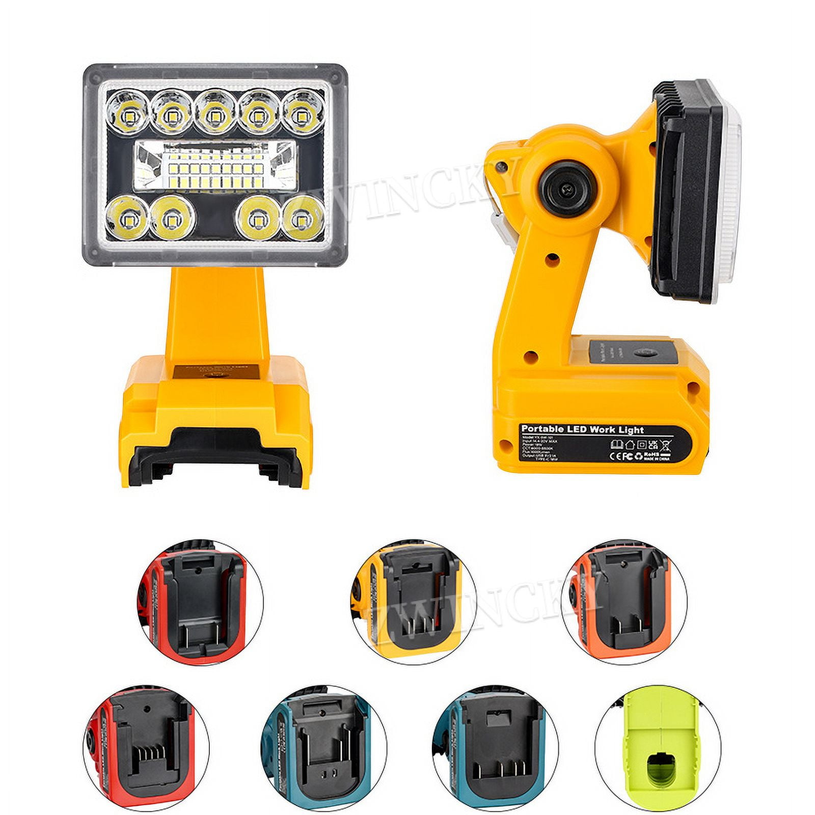 Outdoor Lighting 9W 1000LM Lamp For Makita/Milwaukee/Dewalt/Bosch/Black&Decker/Craftsman/Ryobi 18-20V Lithium Battery Flashlight