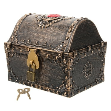 Decorative Treasure Chest Vintage Treasure Box Pirate Chest Small Storage Box with Lock and Key