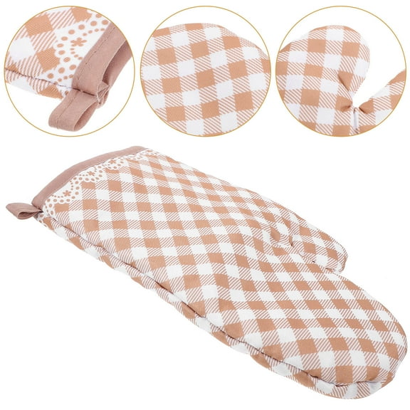 LOLIPPYY Set of Oven Mitts for Cooking and Grilling with Stylish Plaid Pattern Design