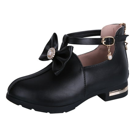 

Binmer Children Baby Girls Bowknot Princess Leather Shoes Short Single Boots