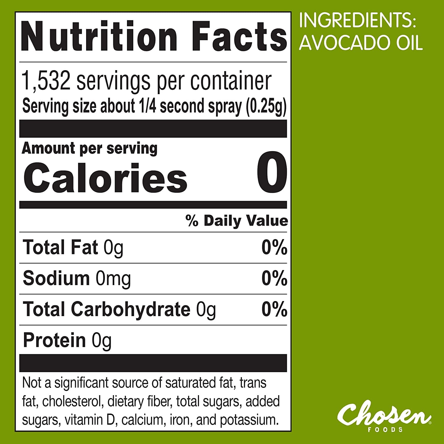 Pack of 6, Chosen Foods 100% Pure Avocado Oil Spray, 13.5 oz