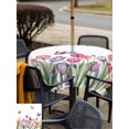 thumbnail image 5 of Outdoor Tablecloths with Umbrella Hole & Zipper, Tulips Spring Floral 60x60 Inch Square Tablecloths, Pastoral Flowers Butterfly Farmhouse Waterproof Table Cloth, Patio/Pool/Picnic Table Covers, 5 of 8