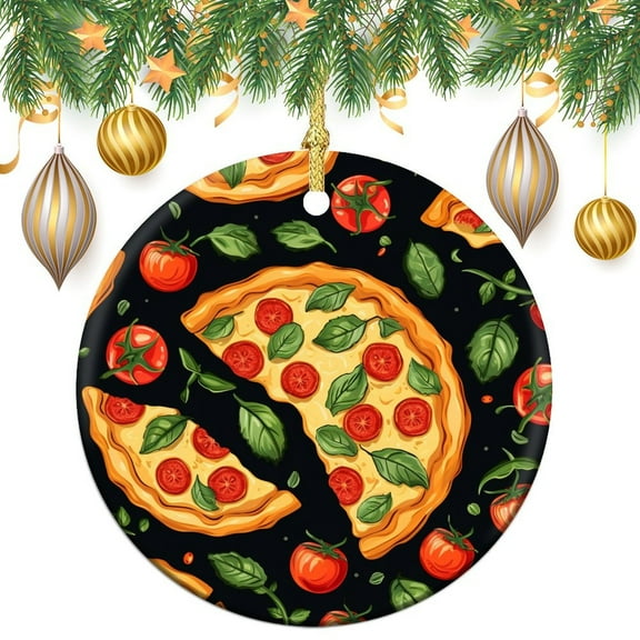 Hot Fresh Italian Pizza Pizzeria Christmas Ceramic Ornament Funny Food Sausage Cheese Christmas Tree Ornaments Ceramic Elegant Hanging Christmas Tree Decorations Xmas Gift