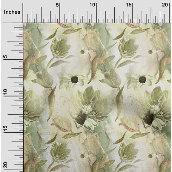 oneOone Polyester Spandex Light Green Fabric Florals Craft Projects Decor Fabric Printed By The Yard 56 Inch Wide-95C