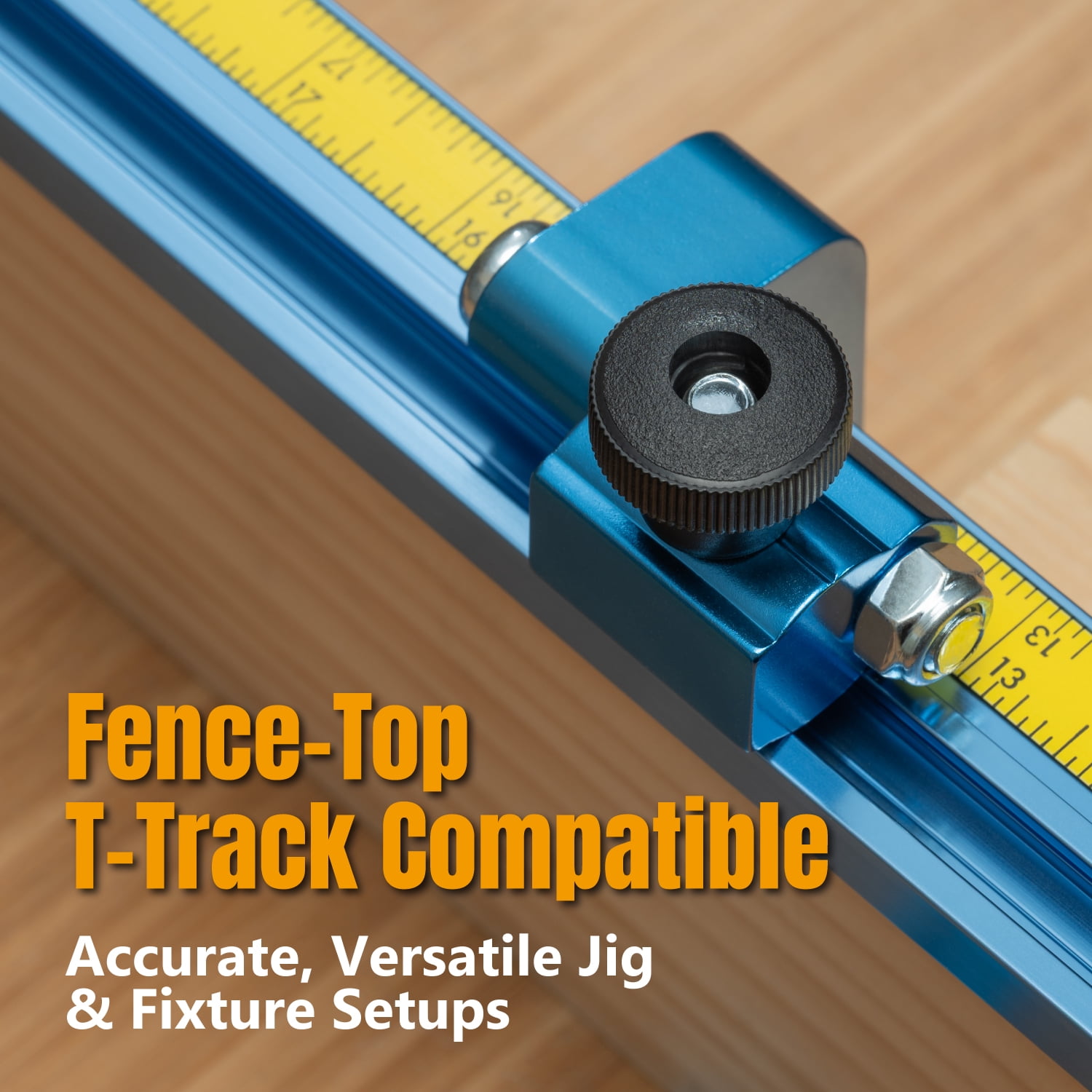 POWERTEC T-Track Knobs Kit and 3" Fence Flip Stop, with 1/4"-20 x 1-1/2" Hex Bolts & 1/4" Washers, T Track Kit, T Track Accessories for Woodworking Jigs and Fixtures, 71888