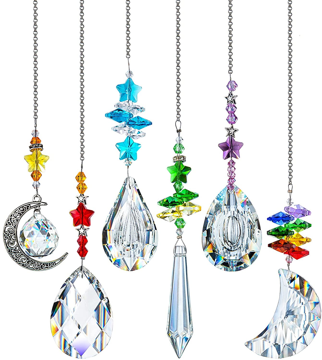 H&D HYALINE & DORA Chandelier Wind Chimes AB Coating Crystal Prisms Hanging  Suncatcher Pendant Home Decor Gifts 