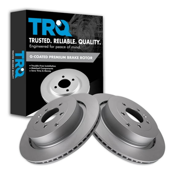 TRQ Rear Brake Rotors Set Vented Premium G-Coated Fits Select 2005-2009 Land Rover LR3 2010-2016 LR4 2006-2013 Range Rover Sport