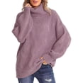 thumbnail image 1 of ManxiVoo Chandail Décontracté à Col Roulé Tricoté pour Femmes Manches Longues pour Automne Hiver 2026 Mode Chaude Taille P Violet, 1 of 6