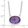 thumbnail image 3 of Auriga Fine Jewelry 925 Sterling Silver Polished Oval Purple CZ With Necklace for Women 17.25", 3 of 6