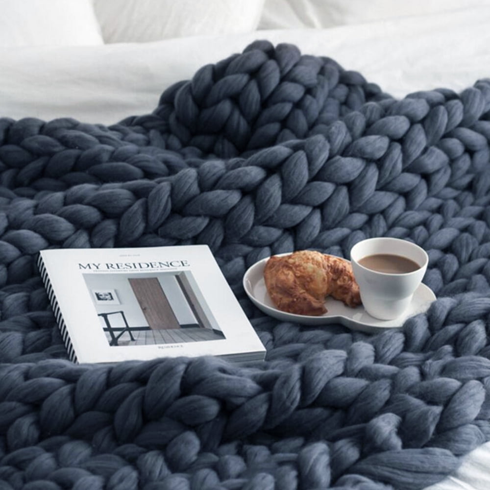 Kepooman 47" x 59" Warm Chunky Knit Blanket Throw for Couch Sofa Bed Recliner, Large Knitted Blanket for Home Office Chair, Dark Gray Kepooman 47" x 59" Warm Chunky Knit Blanket Throw for Couch Sofa Bed Recliner, Large Knitted Blanket for Home Office Chair, Dark Gray