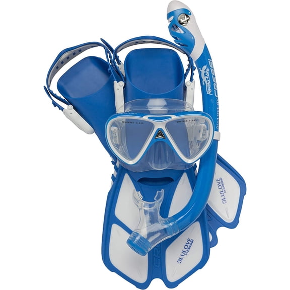 Open Box Cressi Mini Bonete Pro Dry Set Children, Blue / White, Size: Small/Medium