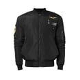 thumbnail image 1 of Ma Croix Men's Casual Padded Bomber Jacket with Military Patches Lightweight Skinny Fit, 1 of 6