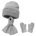 thumbnail image 4 of CPNG Girls Winter Warm Beanie Hat Scarf Gloves Set, Warm Fleece Knitted Pompom Hat with Pom Pom Neck Warmer Long Scarf Touchscreen Gloves, 4 of 5