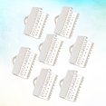 thumbnail image 2 of 100PCS 2CM Plated Ribbon Ends Metal Fastener Clasps Textured Crimp End Clamps Cord Ends Buckles Zipper Clips DIY Jewelry Accessories (Silver), 2 of 9